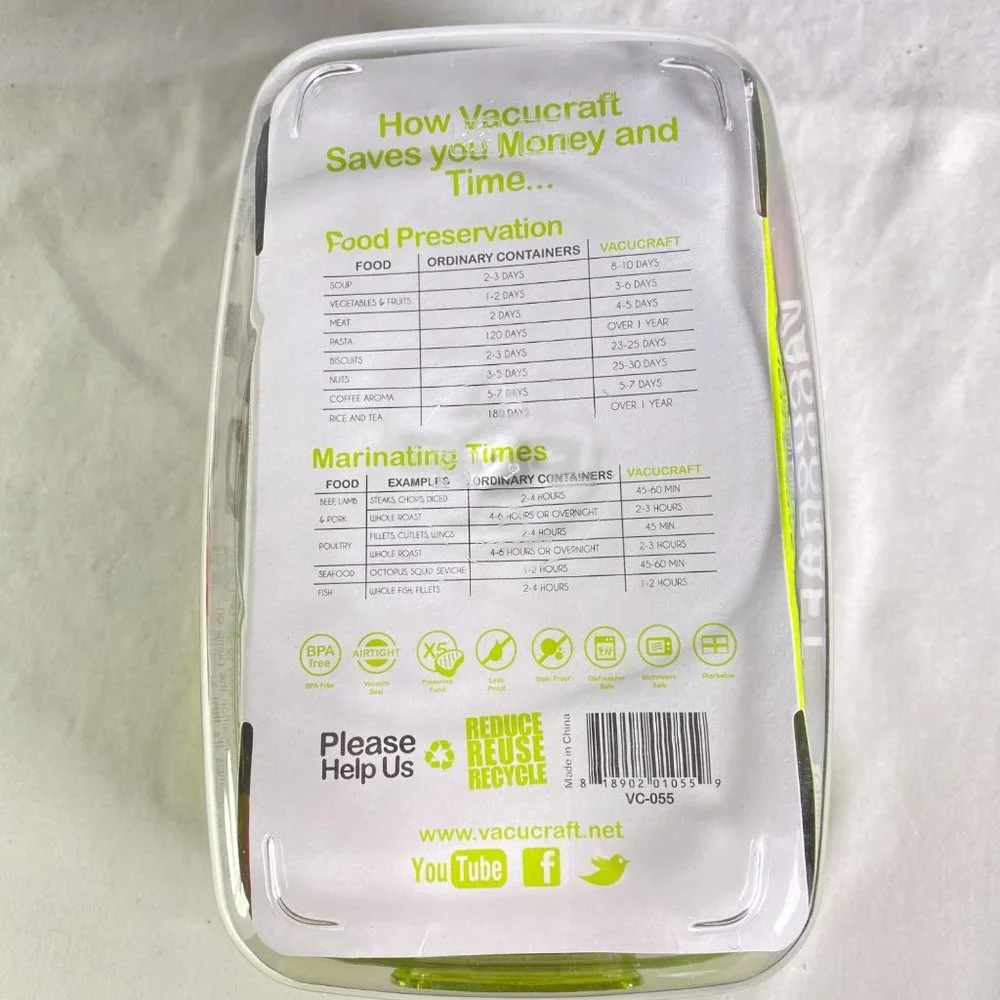 Vacucraft‎ Vacuum 35 Oz./1qt Food Storage Container NEW